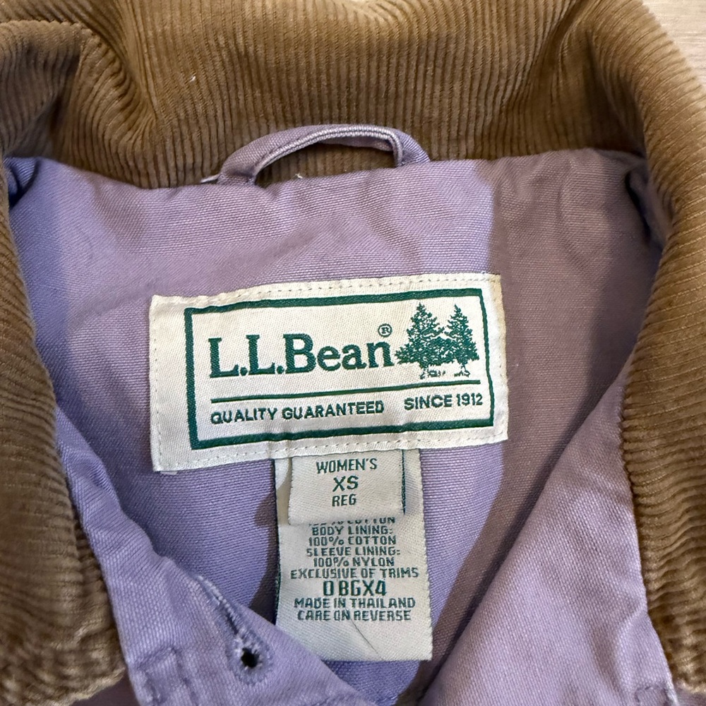 Vintage LL Bean Outdoor Flannel Lined Chore Coat Light Purple XS - Picture 6 of 9
